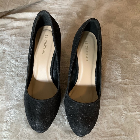 Sparkly Le Chateau  blueish black heels - Picture 1 of 7